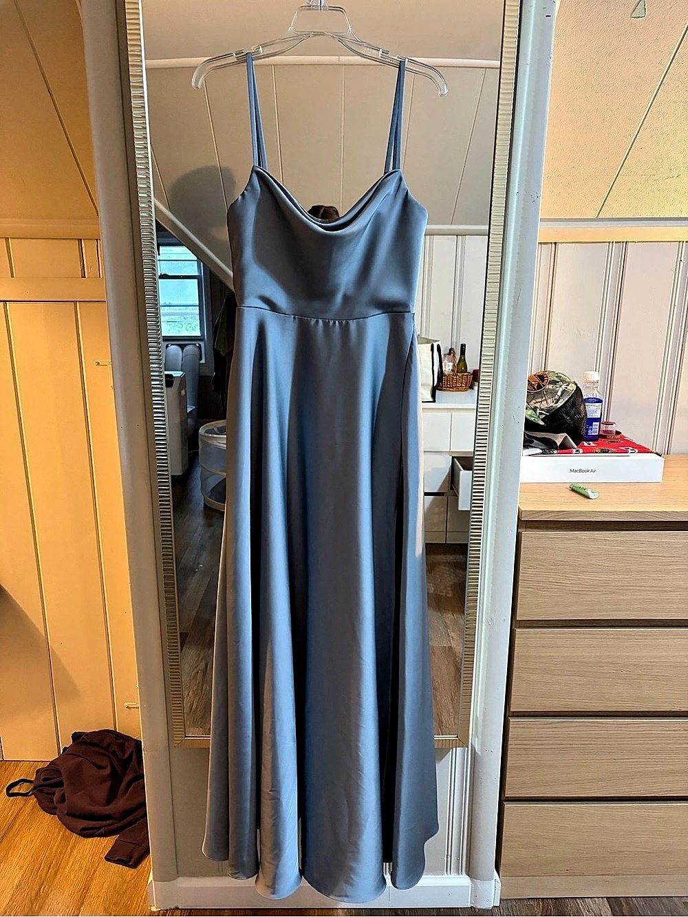 AZAZIE Naomie Satin Maxi Dress in Blue Size A6